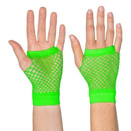 Bildspel - 80-tals UV Fingerlösa Näthandskar Korta Neongrön