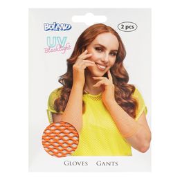 Bildspel - 80-tals UV Fingerlösa Näthandskar Långa Neonorange