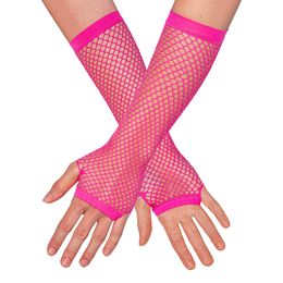 80-tals UV Fingerlösa Näthandskar Långa Neonrosa