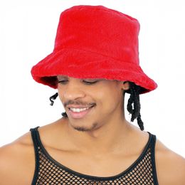 Bildspel - Bucket Hat i Fuskpäls Röd