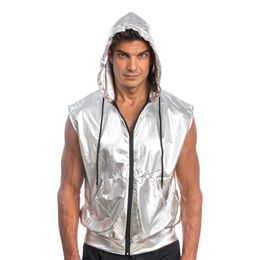 Bildspel - Ärmlös Hoodie Silver Metallic