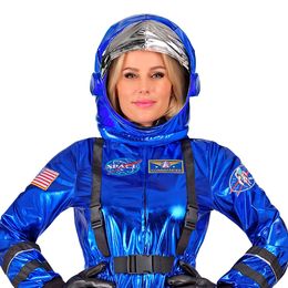 Diaesitys - Astronautin sininen Metallic-naamiaisasu naisille