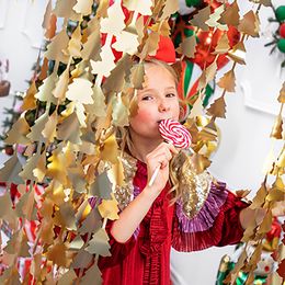 Lysbildefremvisning - Backdrop Juletræer Guld