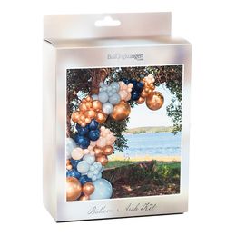 Bildspel - Ballongbåge Blå/Guld/Beige