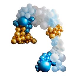 Bildspel - Ballongbåge Deluxe Blå/Guld/Vit Kit