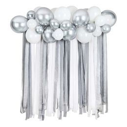 Ilmapallokaari Streamereilla Valkoinen/Hopea Metallic