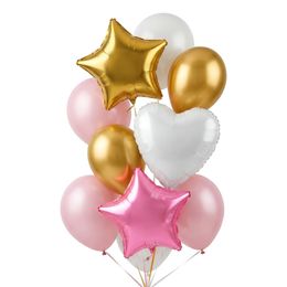 Ballonsæt Lyserød/Guld/Hvid