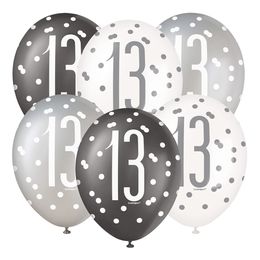 Balloner 13 Sort/Hvid/Sølv