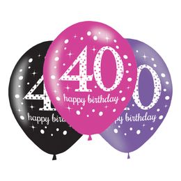 Ballonger 40 Rosa/Svart Happy Birthday