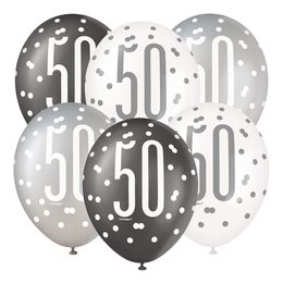 Ballonger 50 Svart/Hvit/Sølv