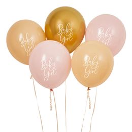 Ballonger Baby Girl Guld/Rosa