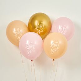 Bildspel - Ballonger Baby Girl Guld/Rosa