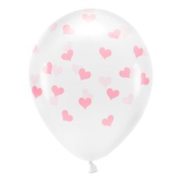 Ilmapallot Läpinäkyvät Vaaleanpunaisilla Sydämillä
