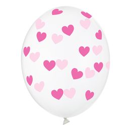 Ballonger Transparenta med Rosa Hjärtan