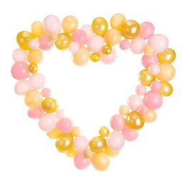 Ballongfigur Guld/Rosa Hjärta Stort