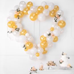 Bildspel - Ballongfigur Guld/Vit Hjärta Stort