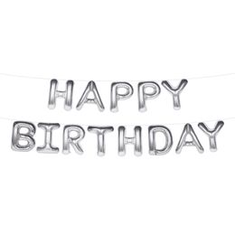 Ballongguirlande Happy Birthday Sølv