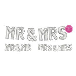 Ballonguirlande MR & MRS Sølv