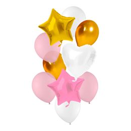 Ballongbukett Rosa/Guld/Vit