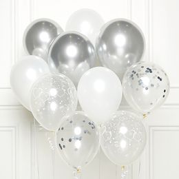 Ballongkit Silver/Vit Hjärtmotiv