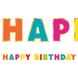 Lysbildefremvisning - Banner Happy Birthday Flerfarvet