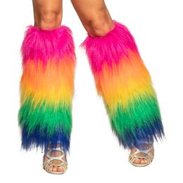 Benvärmare Fluffiga Regnbågsfärgade