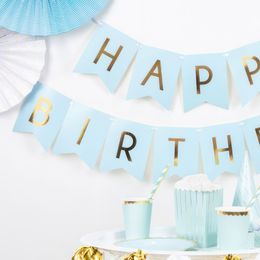 Diaesitys - Sininen Lippuviirinauha Happy Birthday