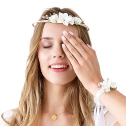 Bildspel - Blomsterkrans Vit med Rosett