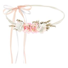 Blomsterkrans Hvit/Rosa med Sløyfe