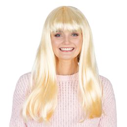 Lang Blond Parykk med Lugg