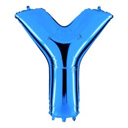 Bildspel - Bokstavsballong Blå Metallic