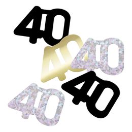 Bordkonfetti 40 Sølv/Guld/Sort