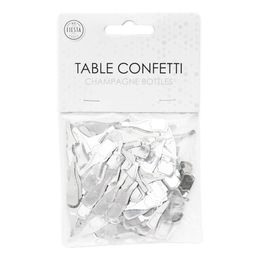 Bildspel - Bordskonfetti Champagneflaskor Silver Metallic