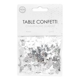 Bildspel - Bordskonfetti Champagneglas Silver Metallic