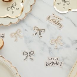 Bildspel - Bordskonfetti Happy Birthday Cremevit Rosett