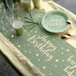 Bildspel - Bordslöpare Happy Birthday Grön/Guld