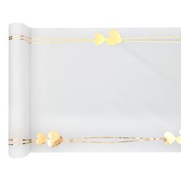 Bordslöpare Hjärta Vit/Guld