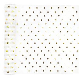 Bordslöpare Organzatyg Prickig Vit/Guld