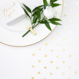 Bildspel - Bordslöpare Organzatyg Prickig Vit/Guld