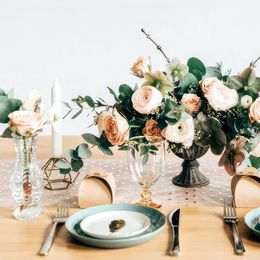 Bildspel - Bordslöpare Organzatyg Prickig Vit/Guld