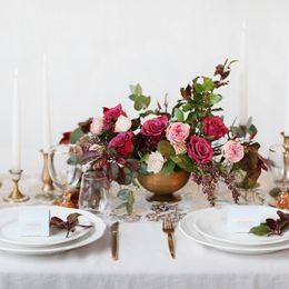 Lysbildefremvisning - Bordløper Organza-stoff Hvit/Gull/Sølv