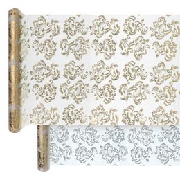 Bordløper Organza-stoff Hvit/Gull/Sølv