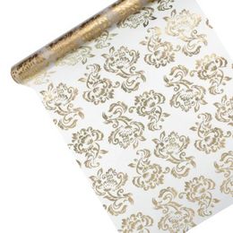 Lysbildefremvisning - Bordløper Organza-stoff Hvit/Gull/Sølv