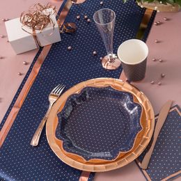 Bildspel - Bordslöpare Prickig Navy/Roséguld