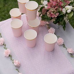 Bildspel - Bordslöpare Prickig Rosa/Guld