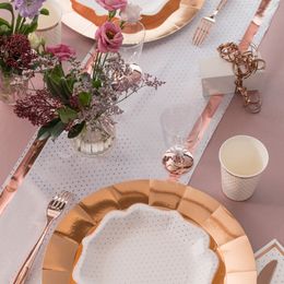 Diaesitys - Pöytäliina Pilkullinen Valkoinen/Ruusukulta