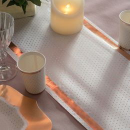 Diaesitys - Pöytäliina Pilkullinen Valkoinen/Ruusukulta