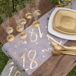 Bildspel - Bordslöpare Siffra Vit/Guld