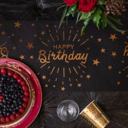 Bildspel - Bordslöpare Sparkling Happy Birthday Svart/Guld