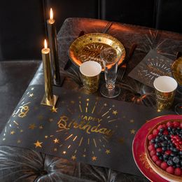 Bildspel - Bordslöpare Sparkling Happy Birthday Svart/Guld